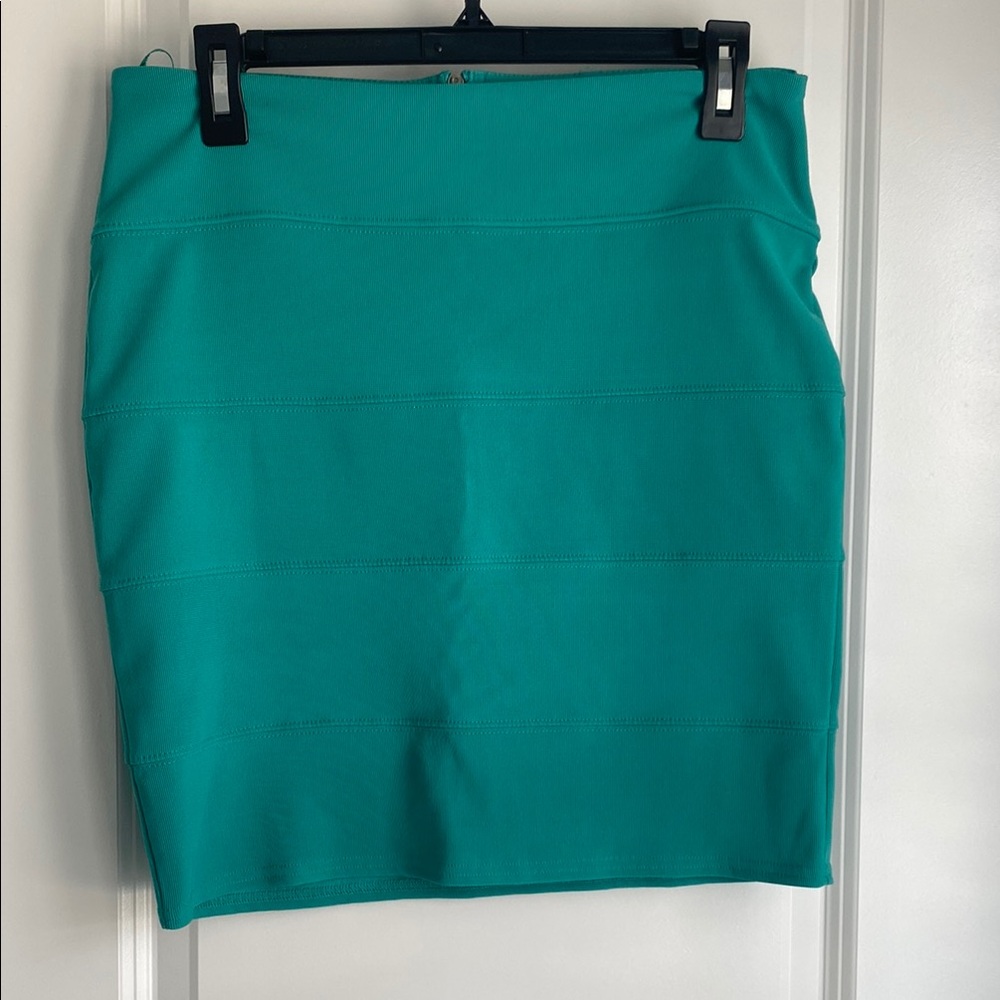 Pink Rose Green Pencil Mini Skirt for Work